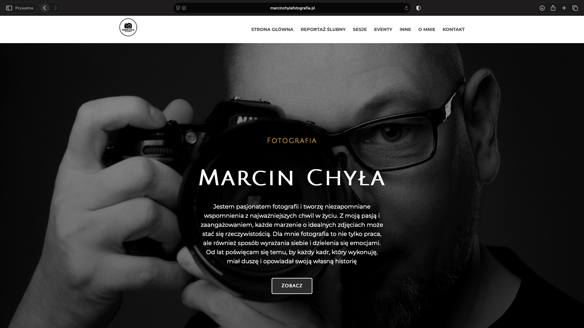 Zrzut ekranu projektu Marcin Chyła Forografia